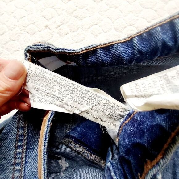 Zara denim skirt distressed floral applique grunge - Picture 6 of 8